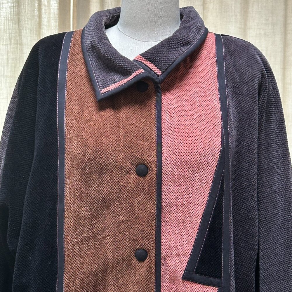 Handmade Finnish Lagenlook Colorblock Cotton Jacket Scandinavian Minimalist M - Picture 3 of 13